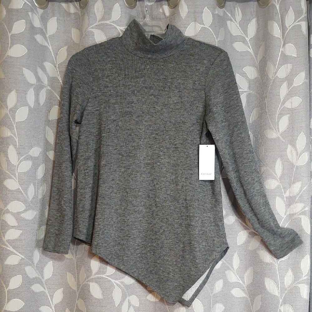 Karen Kane Gray Turtleneck Asymmetrical Sweater Shirt
